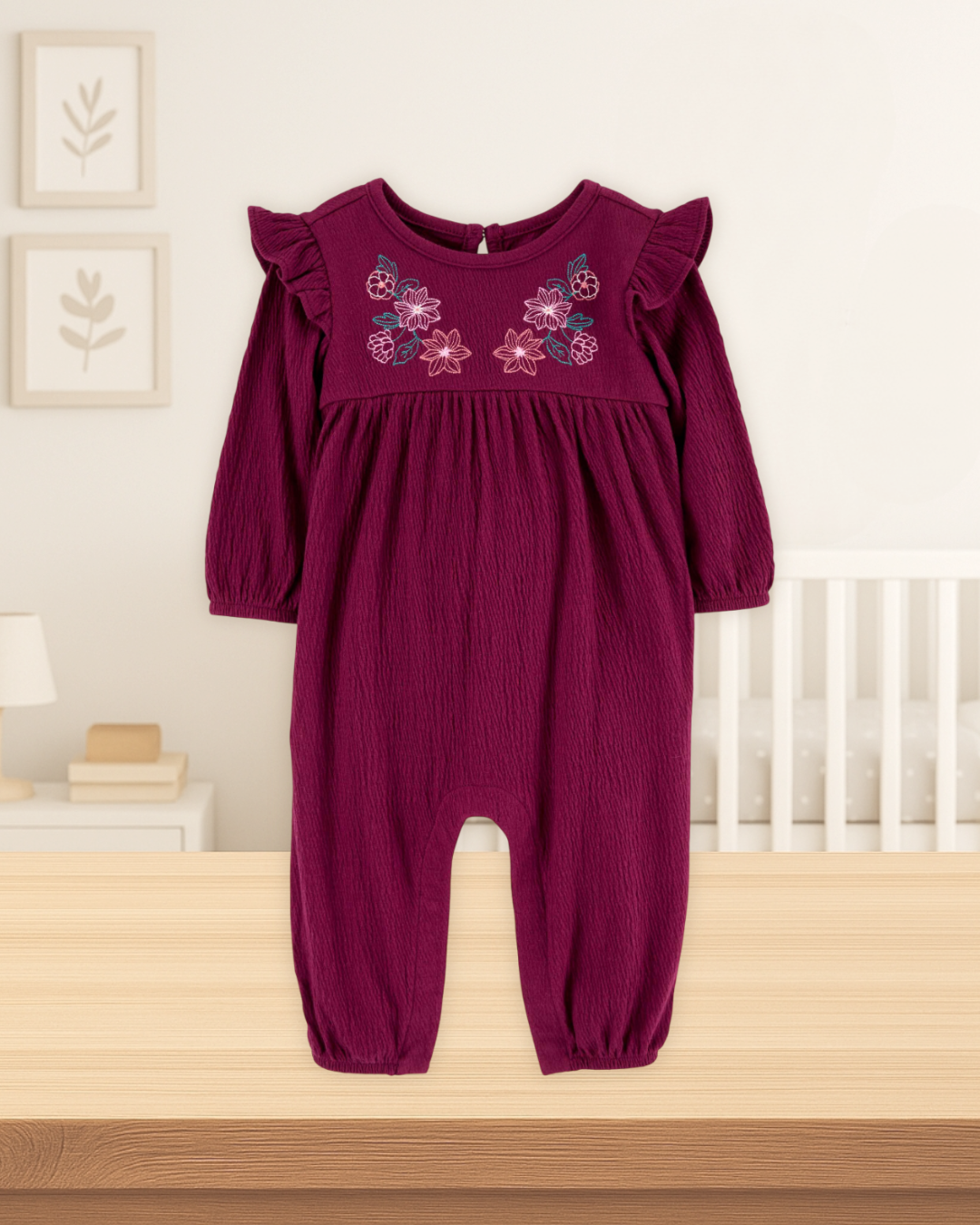 Carter's Embroidered Floral Jumpsuit