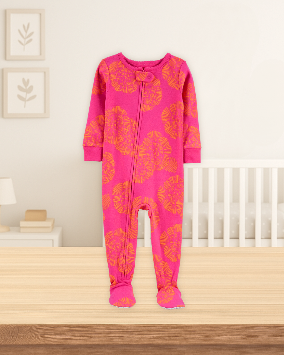 Carter's Floral Fuchsia Cotton Footed Pyjamas