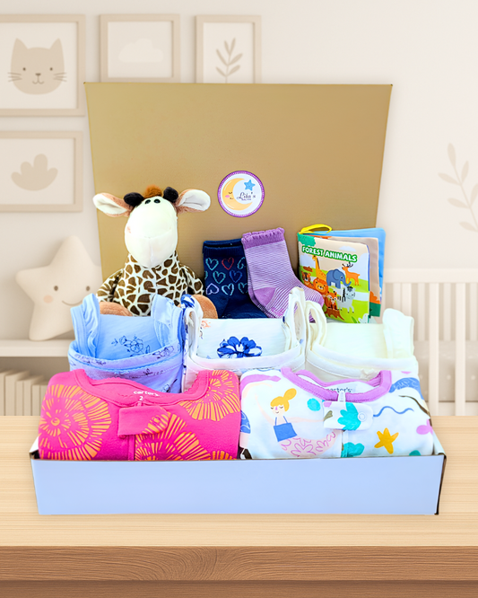Baby Girl Pj Bundle Gift with Giraffe Plush Toy, Socks & Book