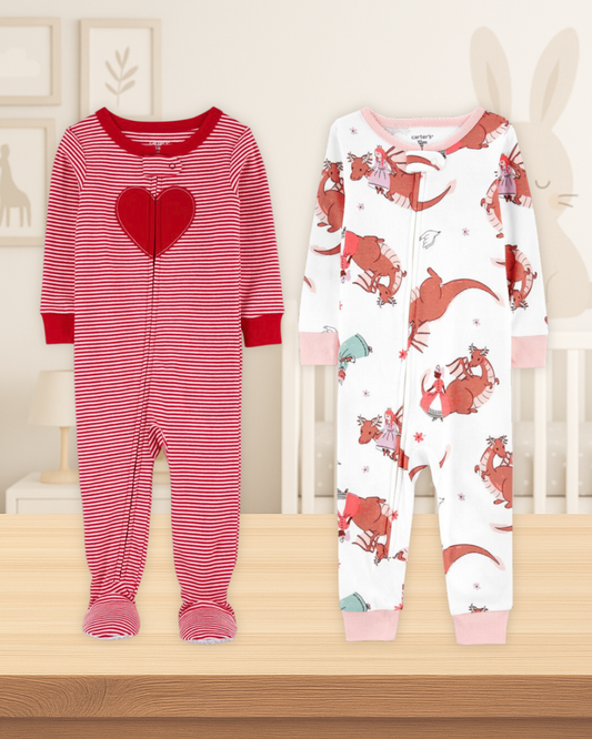 Baby Girl Pj Bundle Gift with Hippo Plush Toy, Socks & Book