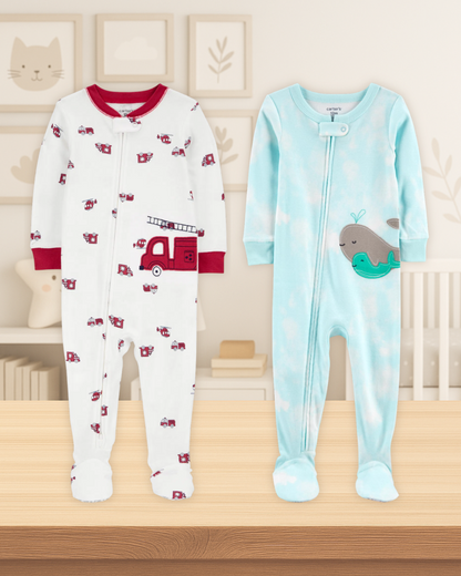 Baby Boy Pj Bundle Gift with Fox Plush Toy, Socks & Book