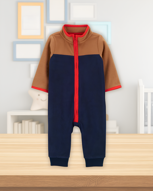 Carter's Baby Brown Navy Fleece Jumpsuit
