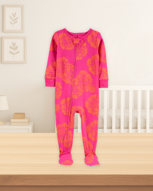 Carter's Floral Fuchsia Cotton Footed Pyjamas