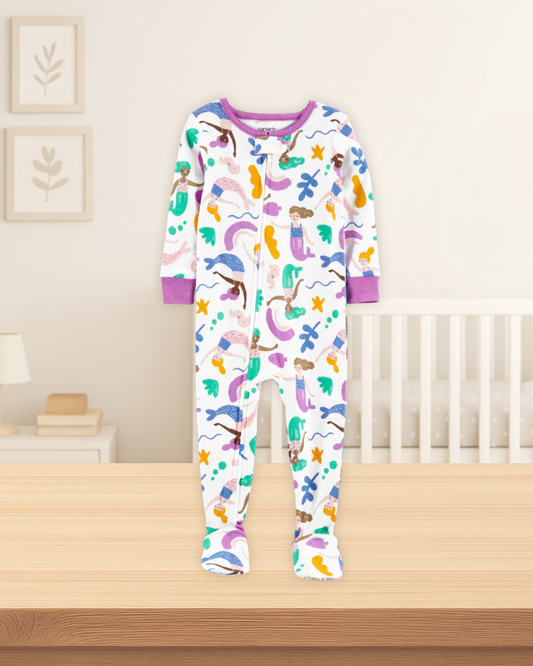 Carter's White Mermaid Cotton Footed Pyjamas