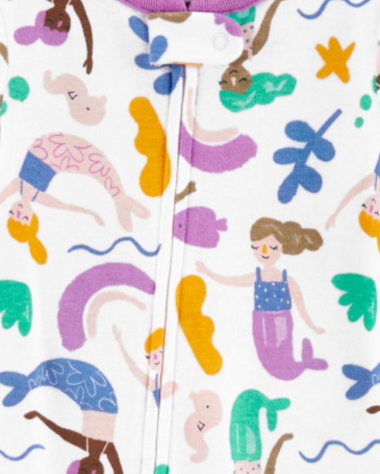 Carter's White Mermaid Cotton Footed Pyjamas