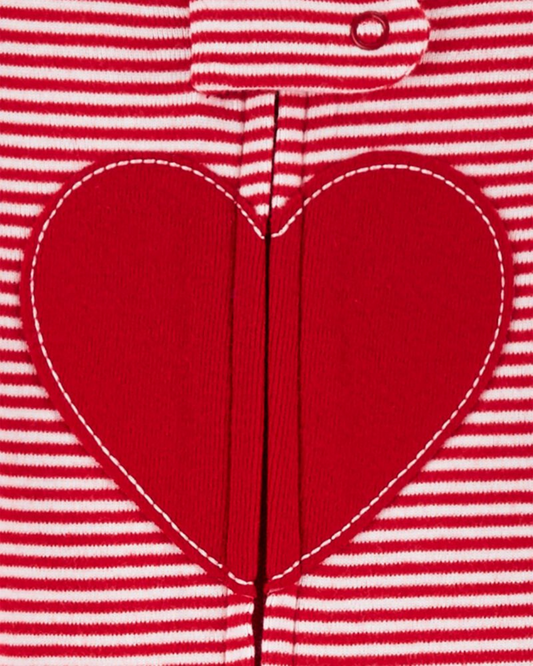 Carter's Striped Red Heart Cotton Footed Pyjamas