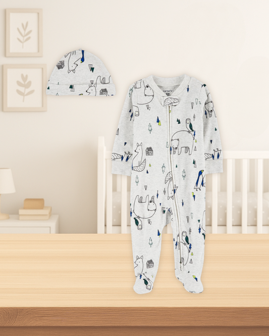 Carter's Animal Pyjamas & Cap Set