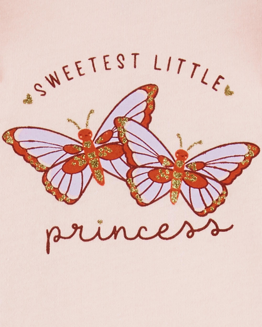Carter's Pink Butterfly Bodysuit & Beige Pants Set