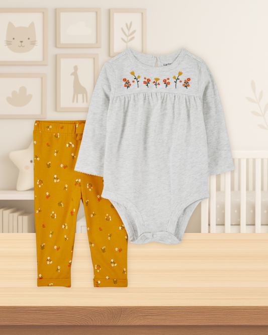 Carter's Embroidery Bodysuit & Floral Pants Set