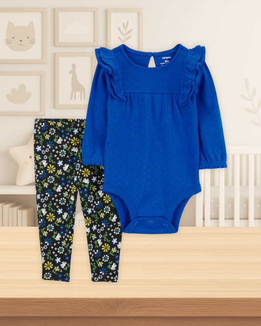 Carter's Flutter Blue Bodysuit & Floral Pants Set