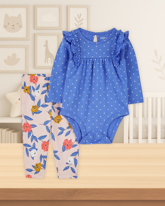 Carter's Polka Dots Bodysuit & Pink Floral Pants Set