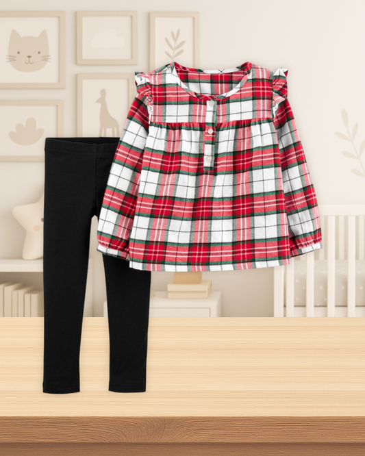 Carter's Plaid Flannel Top & Black Legging Set