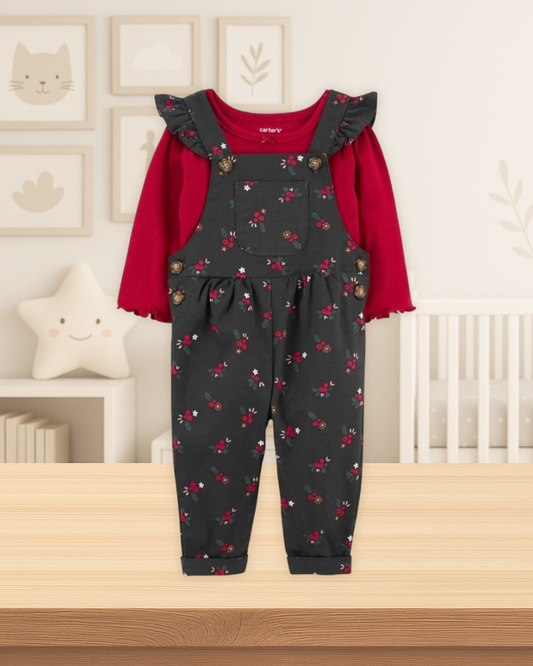 Carter's Red Bodysuit & Floral Overall Set