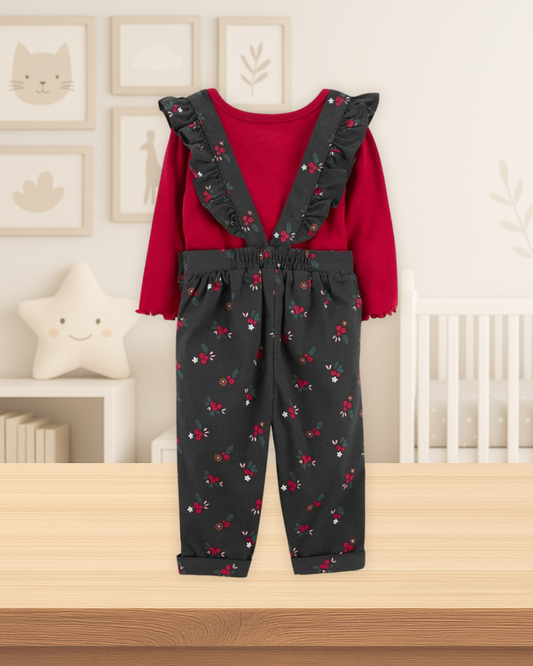 Carter's Red Bodysuit & Floral Overall Set