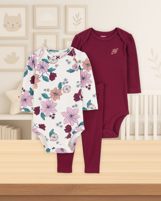 Carter's 2 Bodysuits & Burgundy Pants Set