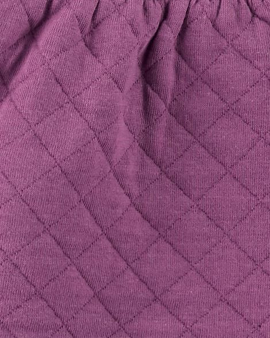 Carter's Quilted Purple Jacket Gray Bodysuit & Floral Pants Set